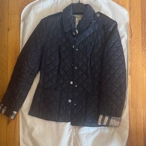 Burberry Brit Black Quilted Jacket with Iconic Check Lining size small